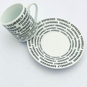 Home Essential and Beyond Espresso Yourself Mug and Plate Set 4 cups and saucers